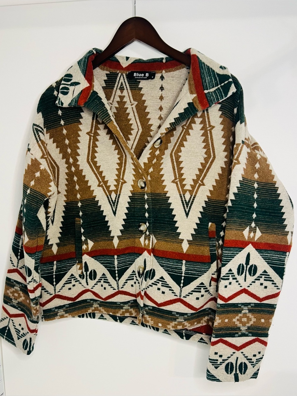 Blue B Collection aztec western M jacket country dark green geometric southwest